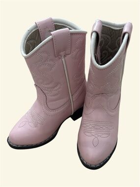 Girls Light Pink Western-Style Pull-On Boots